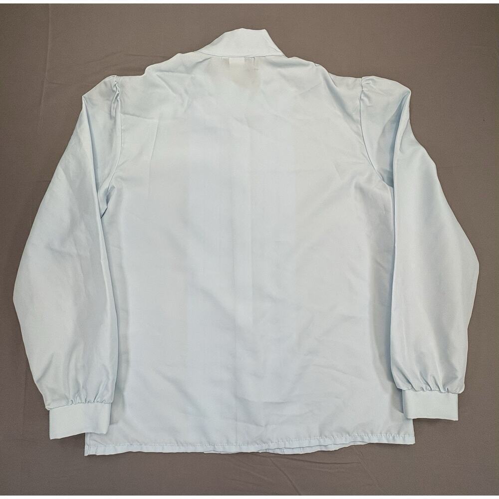 Vintage Rhapsody Womens Med70s Pleated Blouse Light Blue Blouse USA Made - Picture 2 of 9